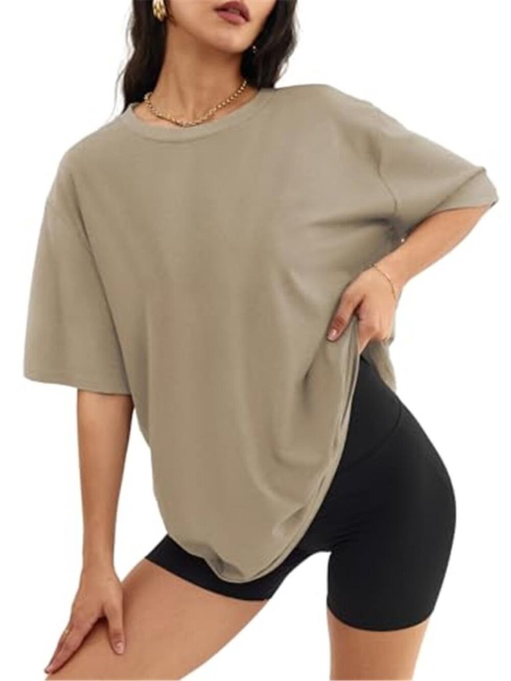 Oversized T Shirt Womens Loose Fit Short Sleeve Cotton Blend Casual Basic Tee